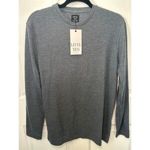 NWT Level Ten Long Sleeve Knit Shirt Casual Everyday Top Navy‎ Small